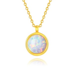 925 Sterling Silver Dreamy Opal Pendant Necklace 80200406