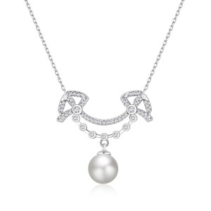 S925 Zirconia Smile Fresh Water Pearl Necklace 80200410