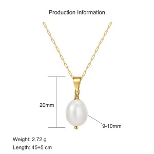 925 Sterling Silver Baroque Fresh Water Pearl Necklace 80200413