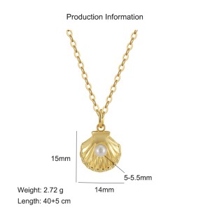 925 Sterling Silver Fresh Water Pearl Shell Necklace 80200414