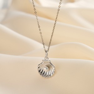 925 Sterling Silver Fresh Water Pearl Shell Necklace 80200414