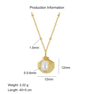 925 Sterling Silver Fresh Water Pearl Shell Necklace 80200416