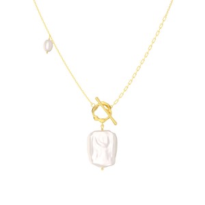 925 Sterling Silver Irregular Baroque Fresh Water Pearl Necklace 80200420