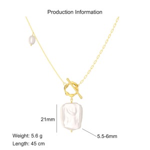 925 Sterling Silver Irregular Baroque Fresh Water Pearl Necklace 80200420