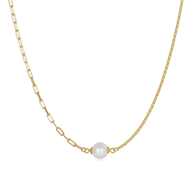 S925 Linked Chain Fresh Water Pearl Necklace 80200422
