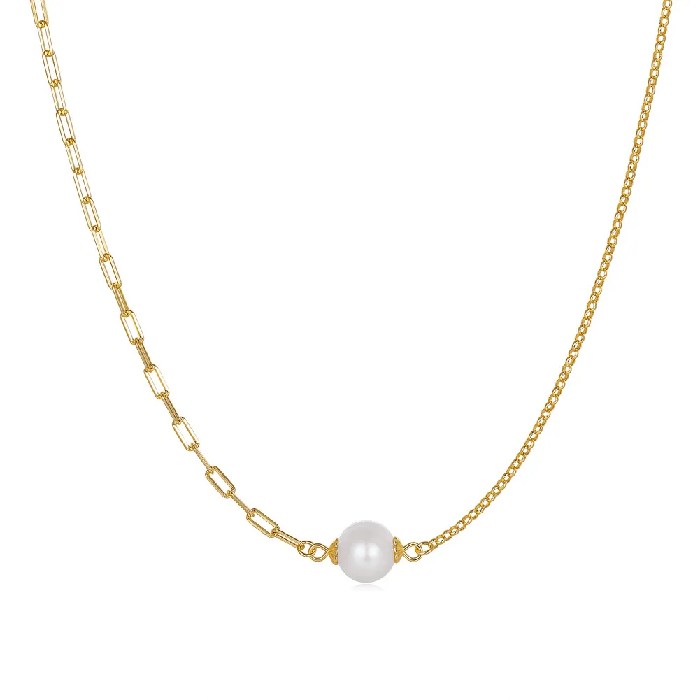 S925 Linked Chain Fresh Water Pearl Necklace 80200422