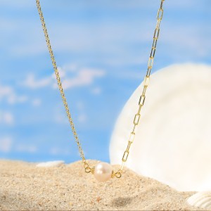 S925 Linked Chain Fresh Water Pearl Necklace 80200422