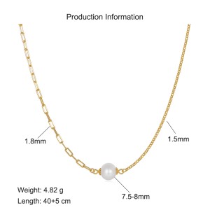 S925 Linked Chain Fresh Water Pearl Necklace 80200422