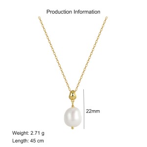 925 Sterling Silver Fresh Water Pearl Baroque Necklace 80200424