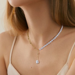 925 Sterling Silver Fresh Water Pearl Layered Necklace 80200426
