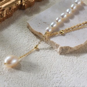 925 Sterling Silver Fresh Water Pearl Layered Necklace 80200426