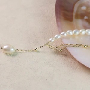 925 Sterling Silver Fresh Water Pearl Layered Necklace 80200426