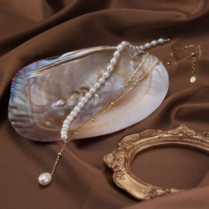 925 Sterling Silver Fresh Water Pearl Layered Necklace 80200426