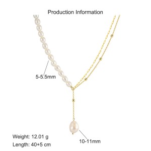 925 Sterling Silver Fresh Water Pearl Layered Necklace 80200426