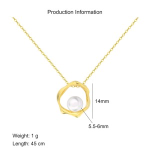 925 Sterling Silver Fresh Water Pearl Mobius Necklace 80200428