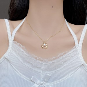 925 Sterling Silver Geometric Fresh Water Pearl Necklace 80200432