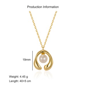 925 Sterling Silver Geometric Fresh Water Pearl Necklace 80200432