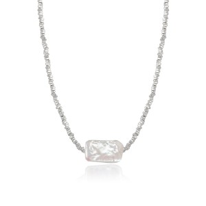 925 Sterling Silver Baroque Fresh Water Pearl Pendant Necklace 80200433