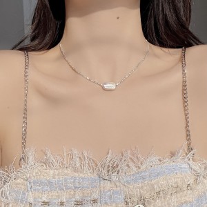 925 Sterling Silver Baroque Fresh Water Pearl Pendant Necklace 80200433