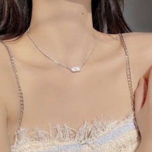 925 Sterling Silver Baroque Fresh Water Pearl Pendant Necklace 80200433