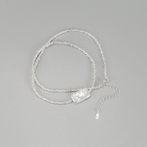 925 Sterling Silver Baroque Fresh Water Pearl Pendant Necklace 80200433