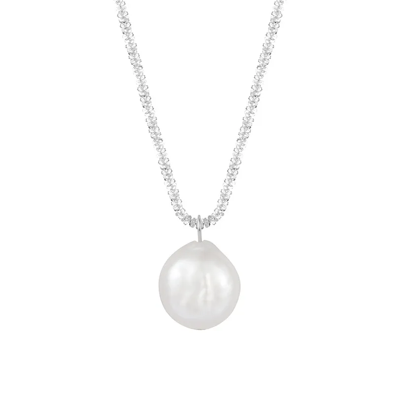 925 Sterling Silver Baroque Fresh Water Pearl Pendant Necklace 80200435