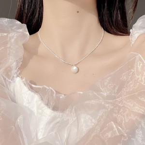 925 Sterling Silver Baroque Fresh Water Pearl Pendant Necklace 80200435