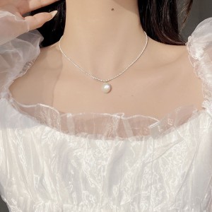 925 Sterling Silver Baroque Fresh Water Pearl Pendant Necklace 80200435