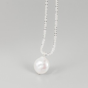 925 Sterling Silver Baroque Fresh Water Pearl Pendant Necklace 80200435