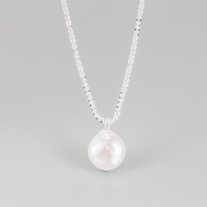 925 Sterling Silver Baroque Fresh Water Pearl Pendant Necklace 80200435