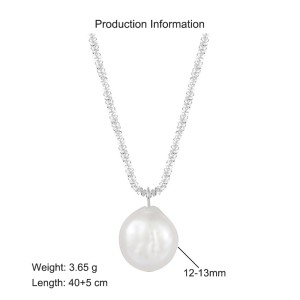 925 Sterling Silver Baroque Fresh Water Pearl Pendant Necklace 80200435