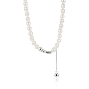 925 Sterling Silver Fresh Water Pearl Choker Necklace 80200437