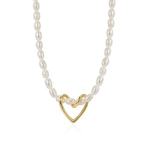 925 Sterling Silver Fresh Water Pearl Heart Pendant Necklace 80200440