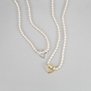 925 Sterling Silver Fresh Water Pearl Heart Pendant Necklace 80200440