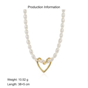 925 Sterling Silver Fresh Water Pearl Heart Pendant Necklace 80200440