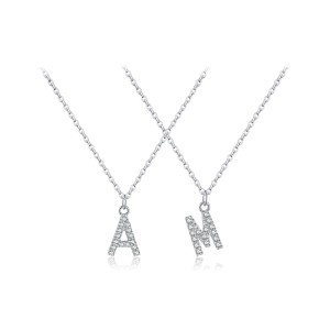 925 Sterling Silver Zirconia Letter Pendant Necklace 80200442