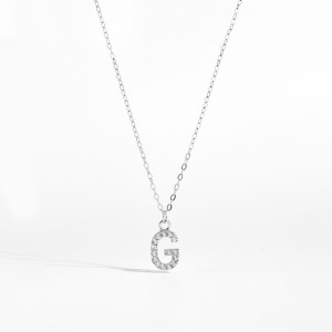 925 Sterling Silver Zirconia Letter Pendant Necklace 80200442