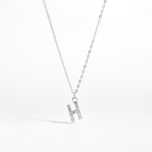 925 Sterling Silver Zirconia Letter Pendant Necklace 80200442