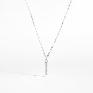 925 Sterling Silver Zirconia Letter Pendant Necklace 80200442