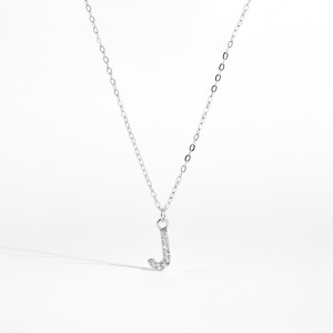 925 Sterling Silver Zirconia Letter Pendant Necklace 80200442