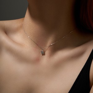 925 Sterling Silver Zirconia Letter Pendant Necklace 80200442