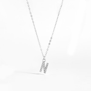 925 Sterling Silver Zirconia Letter Pendant Necklace 80200442