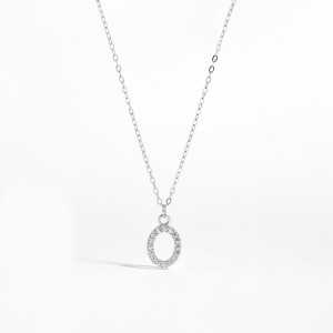 925 Sterling Silver Zirconia Letter Pendant Necklace 80200442