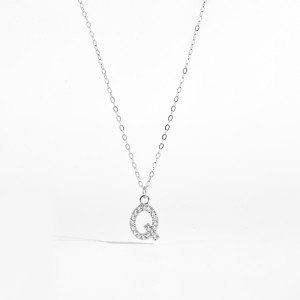 925 Sterling Silver Zirconia Letter Pendant Necklace 80200442