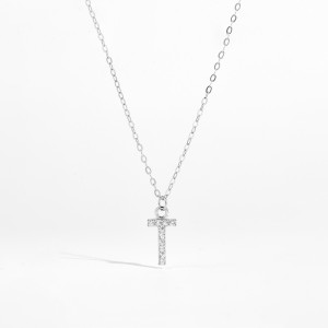925 Sterling Silver Zirconia Letter Pendant Necklace 80200442