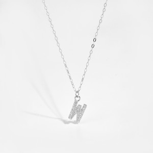 925 Sterling Silver Zirconia Letter Pendant Necklace 80200442