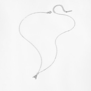 925 Sterling Silver Zirconia Letter Pendant Necklace 80200442