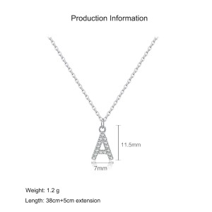 925 Sterling Silver Zirconia Letter Pendant Necklace 80200442