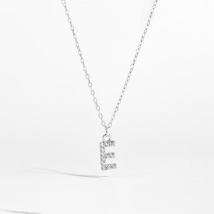 925 Sterling Silver Zirconia Letter Pendant Necklace 80200442