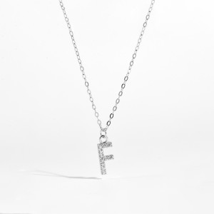 925 Sterling Silver Zirconia Letter Pendant Necklace 80200442